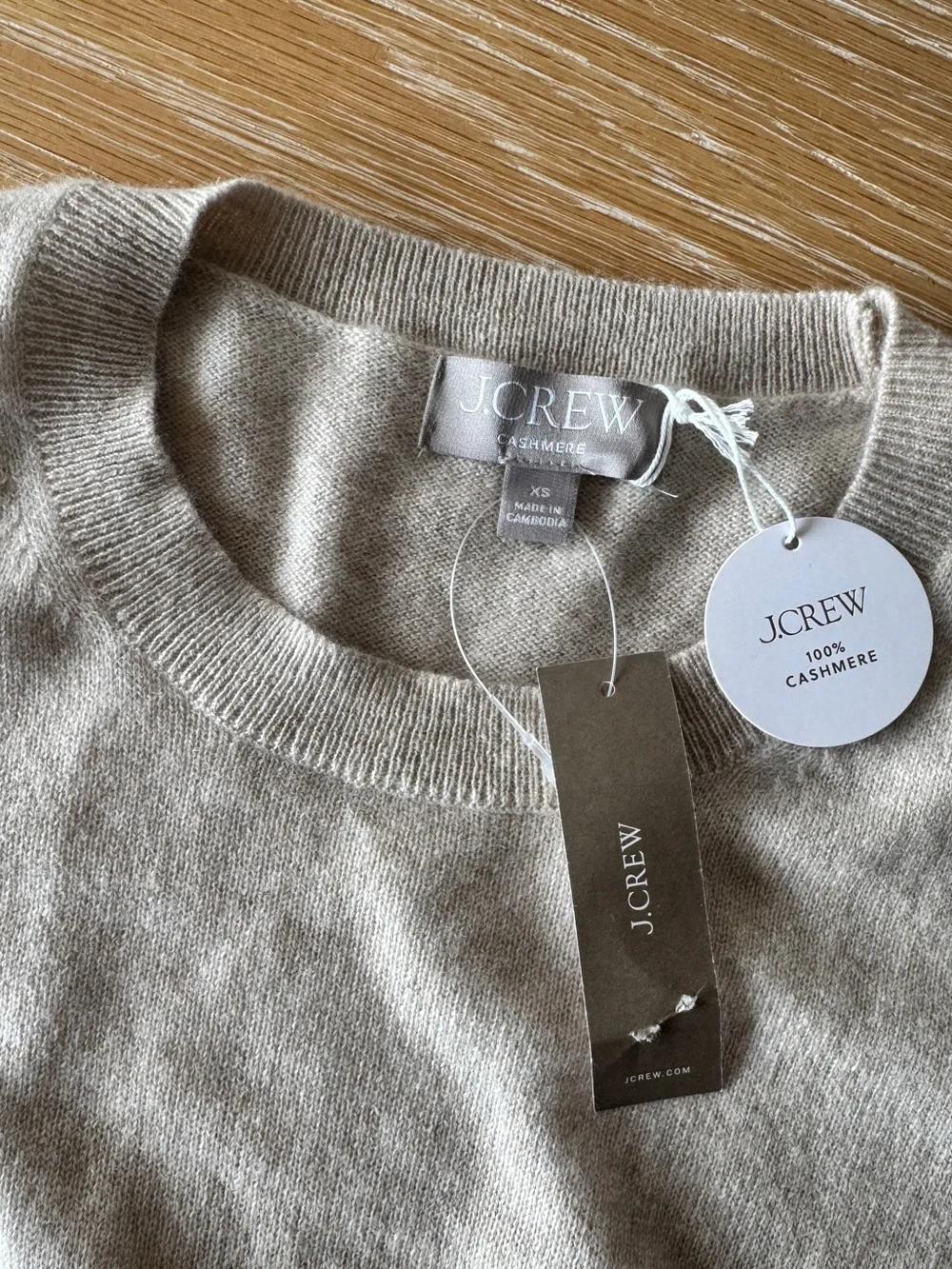 NWT! J. CREW Women’s Cashmere shrunken T-shirt in heather linen size extra small